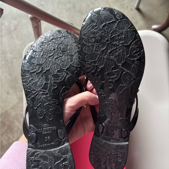 Valentino Garavani Black Sandals with Gold Studs - Picture 2 of 4